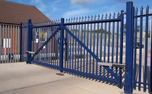 Blue sliding gate
